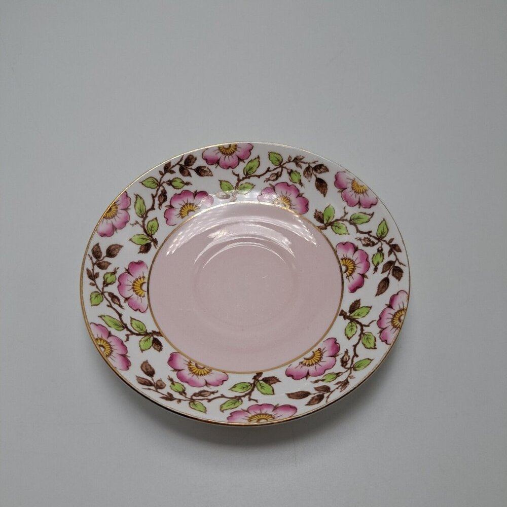 Rosina Pink Bone China Saucer With Floral Pattern Gold Trim Elegant Replacement